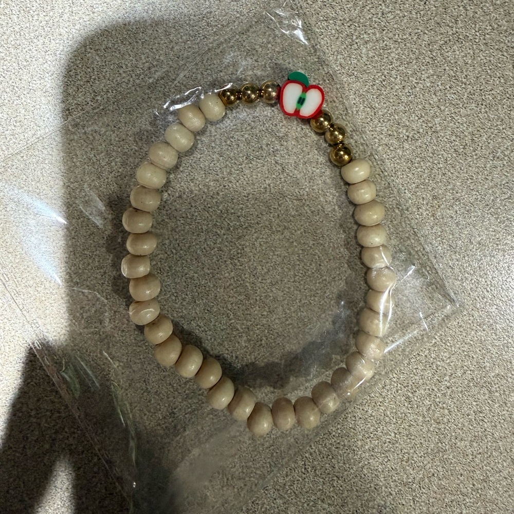 Beaded Bracelet with Apple Charm